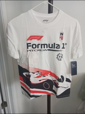 Youth Large Formula 1 T Shirt Licensed Product White Pit Crew Gift Idea